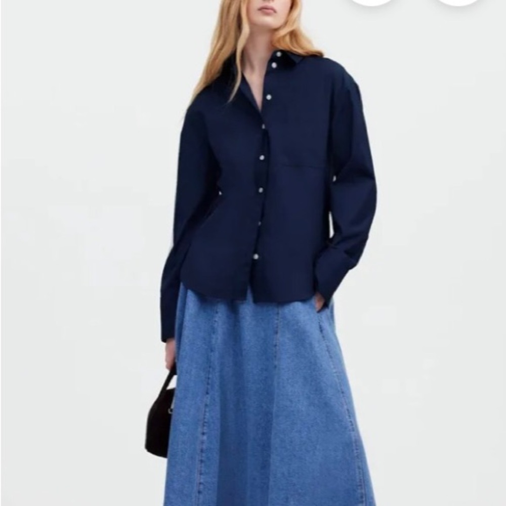 Madewell Relaxed Easy Fit Navy Cotton Button Up Shirt